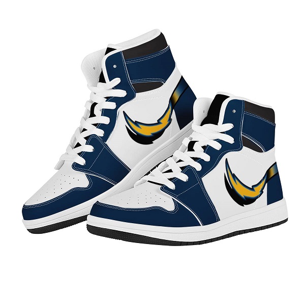 Women's Los Angeles Chargers High Top Leather AJ1 Sneakers 001